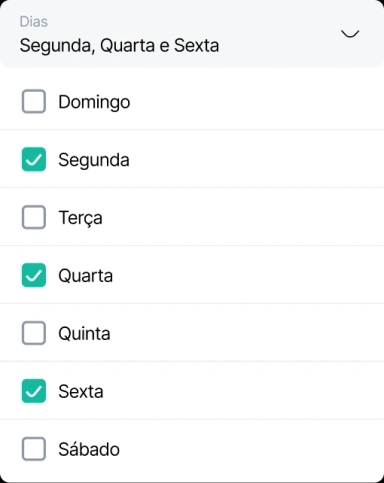 Selecting the days to take the medication